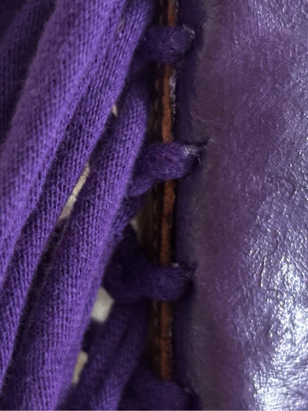 Custom FRYE Purple, Green & Brown Lace-Up Fringe Leather Boots - Picture 12 of 13